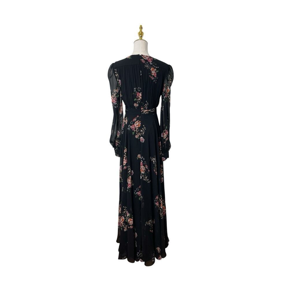 Mac Duggal 55661 Black Floral Long Sleeve Maxi Dress Size 6 $398 - Picture 7 of 8